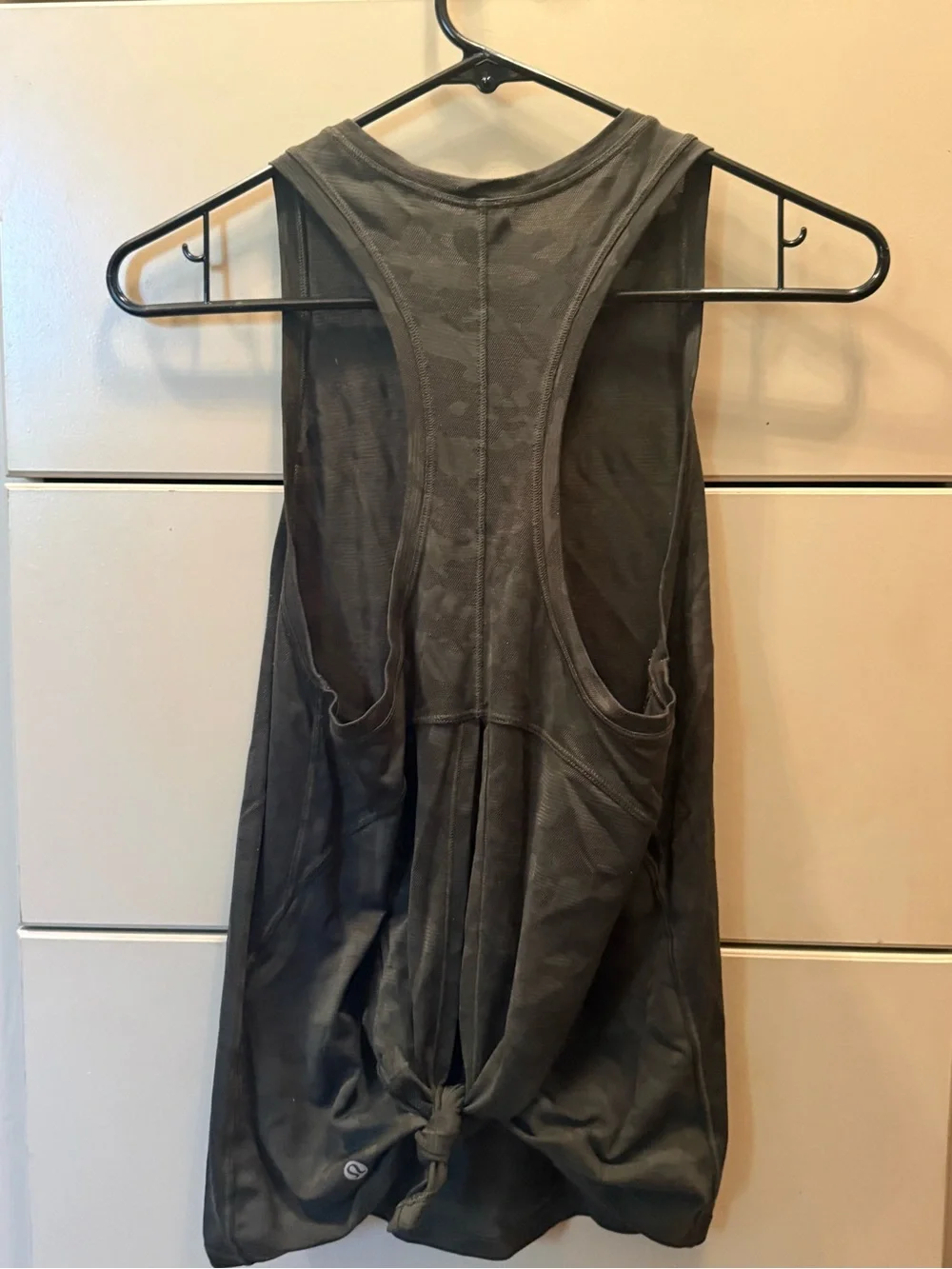 Lululemon Semi-Sheer Camouflage Sleeveless Tank Top — with Tie in Lower Back